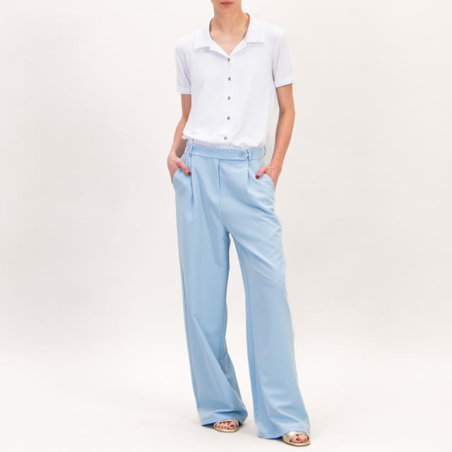 Zeroassoluto-Pantalone BALY wide leg 1 pinces - cielo