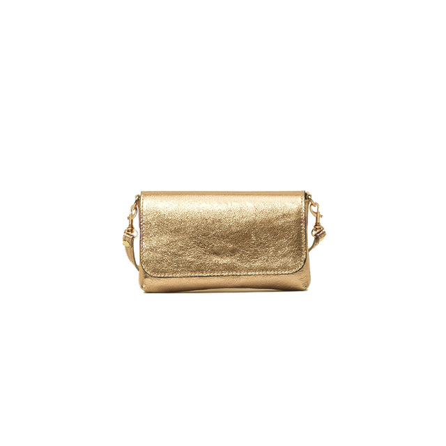 W by white mood-Genuine leather laminate clutch bag - gold laminate