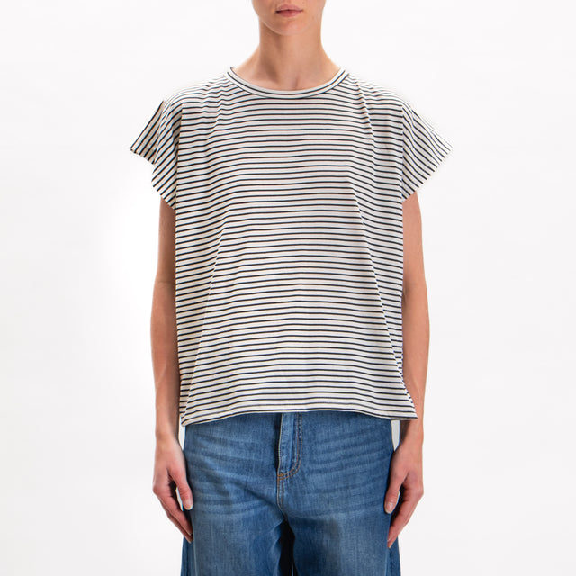 Zeroassoluto-T-shirt a righe - bianco/nero
