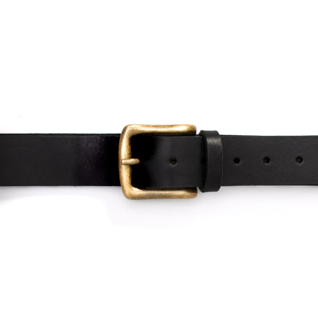 Zeroassoluto-Leather Belt with Bronze Buckle - Black