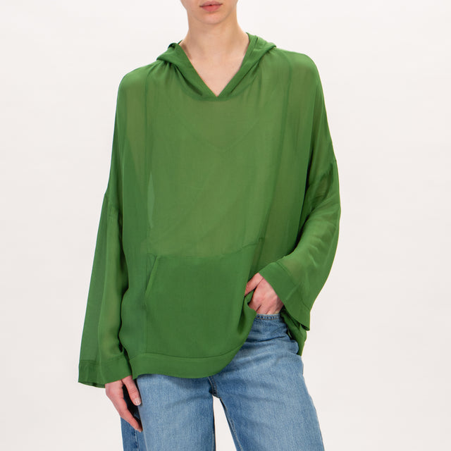 Zeroassoluto-Blusa georgette in viscosa - verde