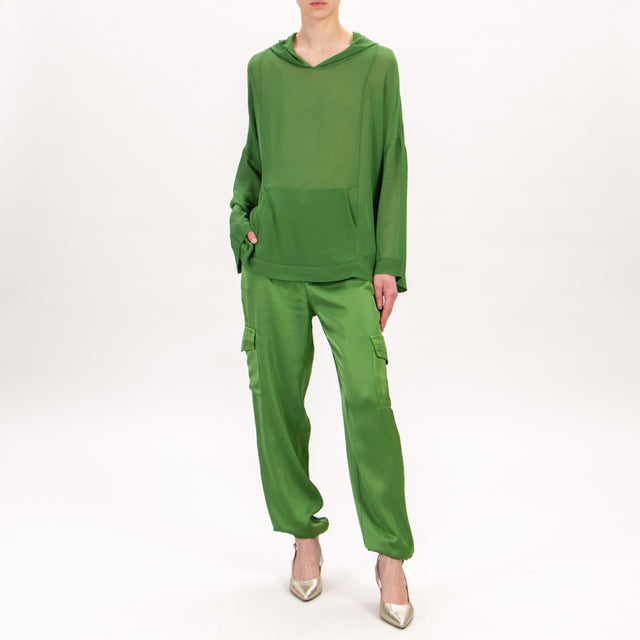 Zeroassoluto-Blusa georgette in viscosa - verde