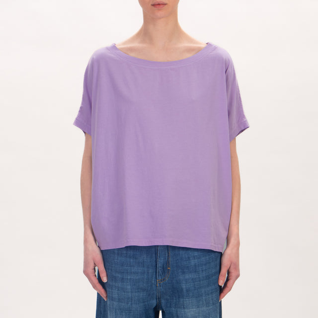 Zeroassoluto-T-shirt scatola in cotone stone wash - glicine