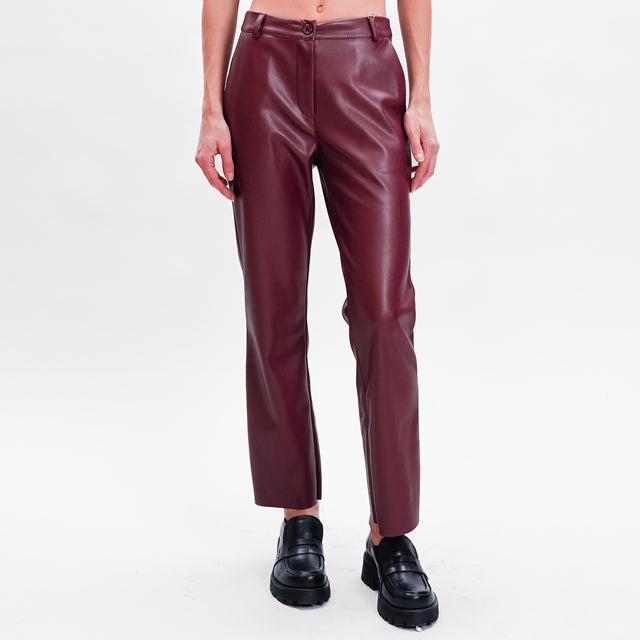 Motel-Straight imitation leather trousers - Bordeaux