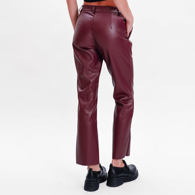 Motel-Pantalone similpelle straight - Bordeaux