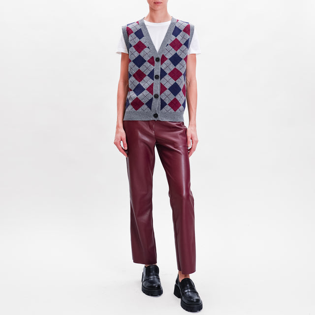 Motel-Straight imitation leather trousers - Bordeaux