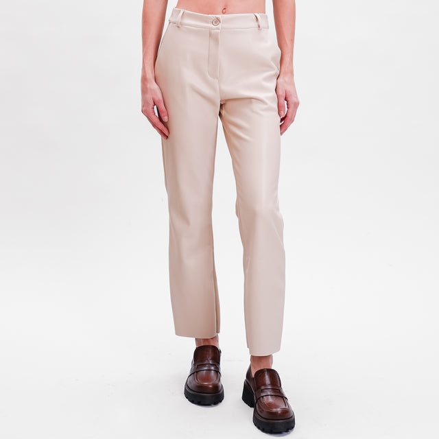 Motel-Pantalone similpelle straight - sand