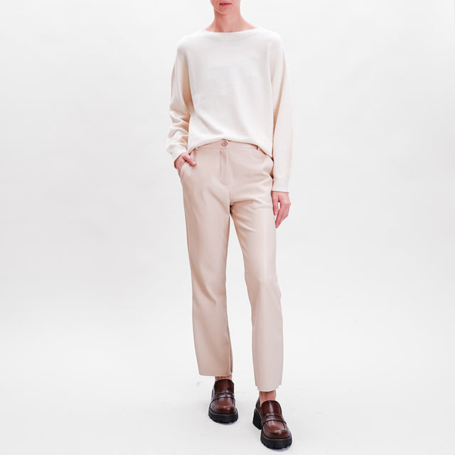 Motel-Straight imitation leather trousers - sand