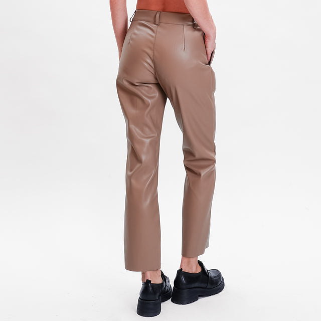 Motel-Pantalone similpelle straight - taupe