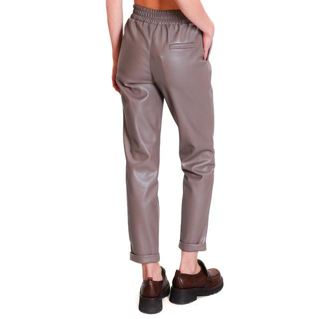 Motel-Leatherette Drawstring Trousers - Mud