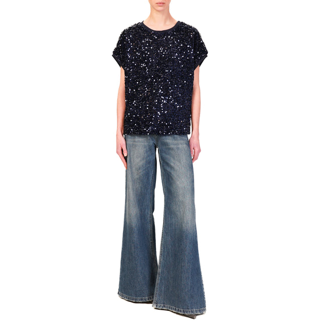 Motel-Blusa con paillettes - blu