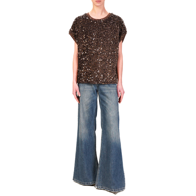 Motel-Blusa con paillettes - moro