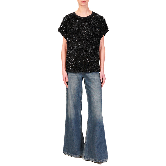 Motel-Blusa con paillettes - nero