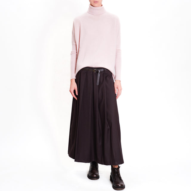 Motel-Pleated Skirt with Belt - Coffee