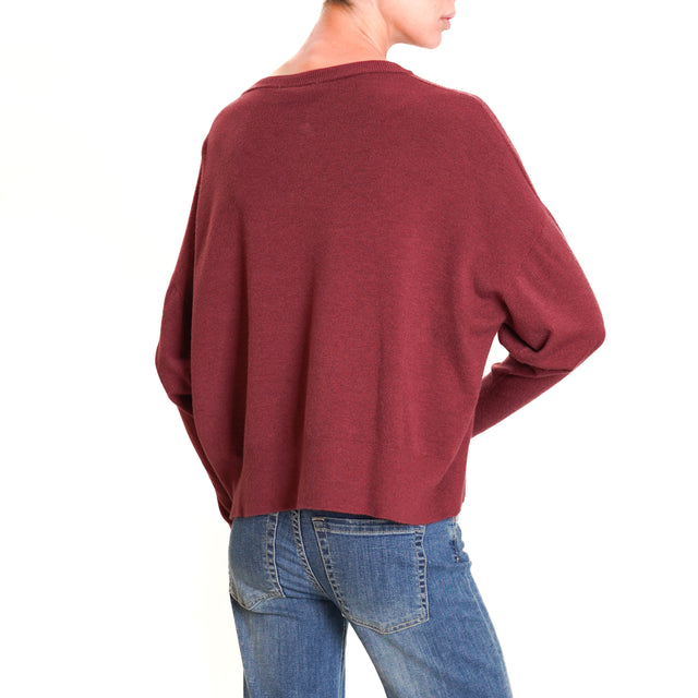 Motel-Maglia scollo v cut out - Bordeaux