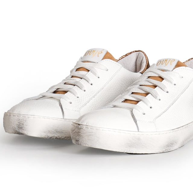 Ovye'-Two-tone leather sneakers - white/bronze