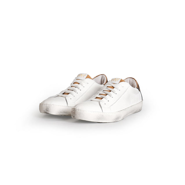 Ovye'-Two-tone leather sneakers - white/bronze