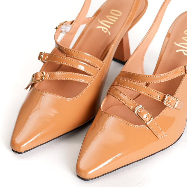 Ovye'-Slingback 3 naplak buckles - caramel