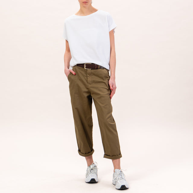 Zeroassoluto-Pantalone LORY baggy elasticizzato - kaky