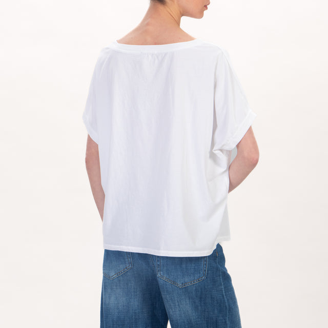 Zeroassoluto-T-shirt scatola in cotone  stone wash - bianco