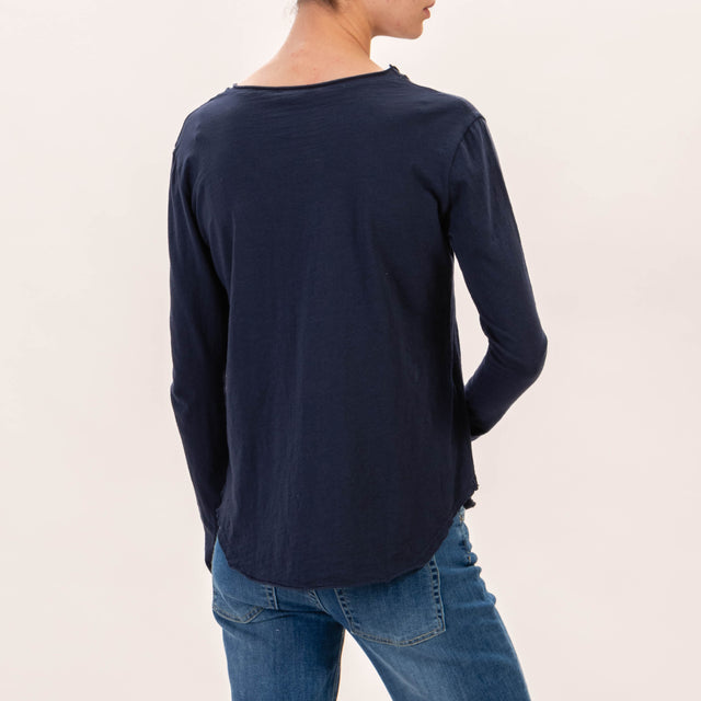 Zeroassoluto-T-shirt girocollo 100% cotone - blu navy