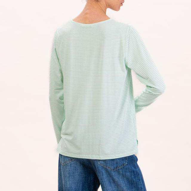 Zeroassoluto-T-shirt a righe in jersey - latte/acqua