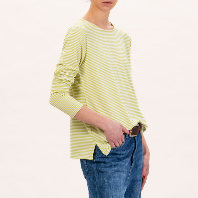 Zeroassoluto-T-shirt a righe in jersey - latte/pistacchio