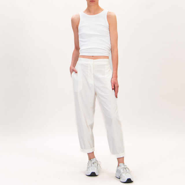 Zeroassoluto-Pantalone BATY tessuto elasticizzato, elastico dietro - offwhite