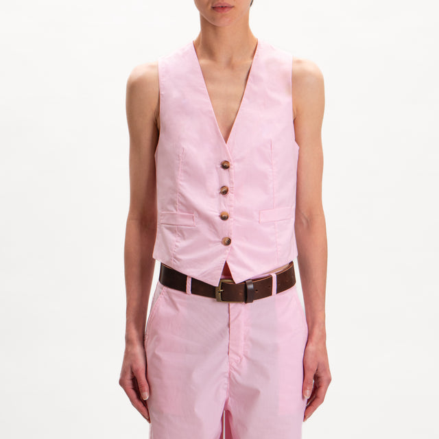 Zeroassoluto-Gilet GINNY 4 bottoni in cotone - pink