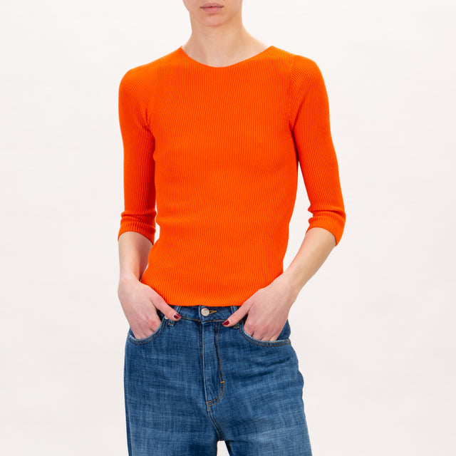 Zeroassoluto-Maglia girocollo a costine - orange