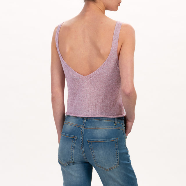 Zeroassoluto-Top crop con bretelle in lurex - rosa