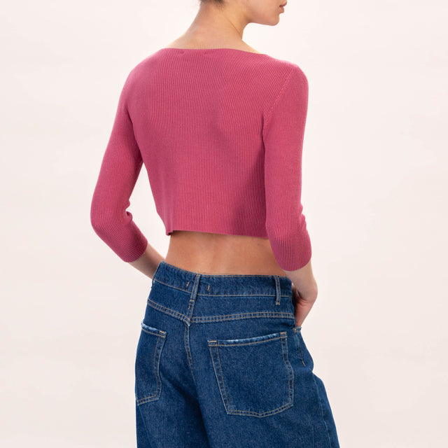 Zeroassoluto-Maglia crop a costine - blush