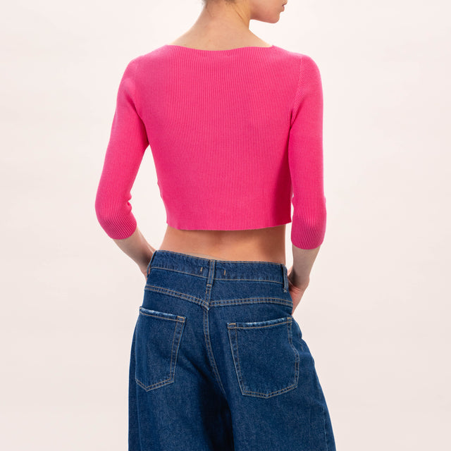 Zeroassoluto-Maglia crop a costine - fucsia