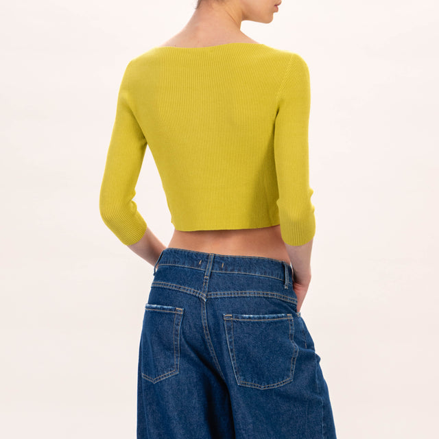 Zeroassoluto-Maglia crop a costine - olio