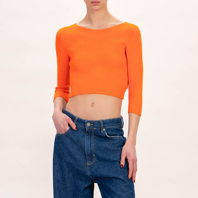 Zeroassoluto-Maglia crop a costine - orange