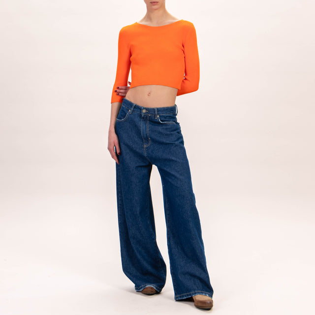 Zeroassoluto-Maglia crop a costine - orange