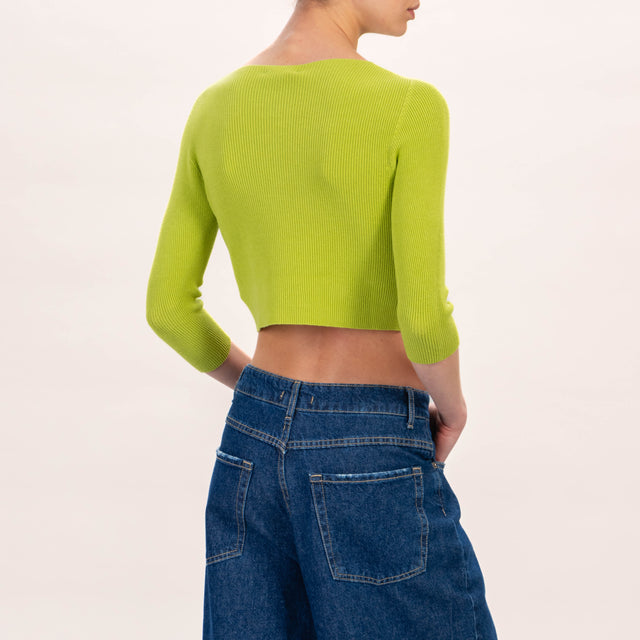 Zeroassoluto-Maglia crop a costine - pistacchio