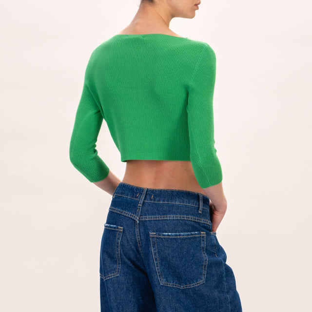 Zeroassoluto-Maglia crop a costine - verde