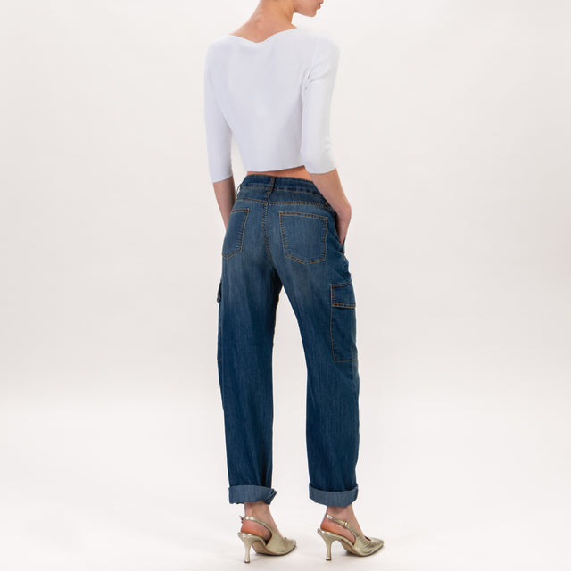 Zeroassoluto-Jeans JANE cargo tela light - denim