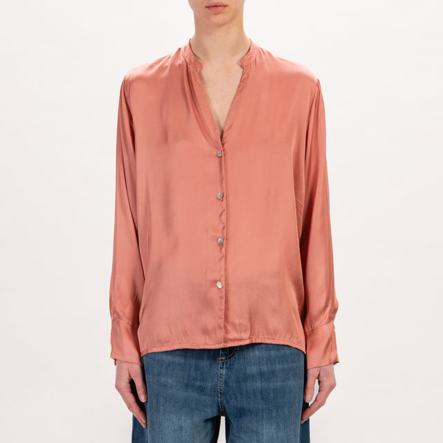 Zeroassoluto-Camicia LEA collo coreana in satin - blush