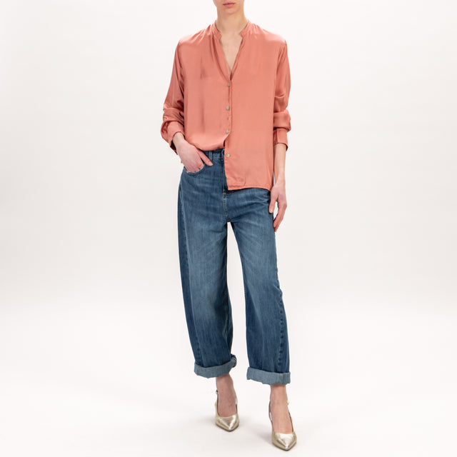 Zeroassoluto-Camicia LEA collo coreana in satin - blush