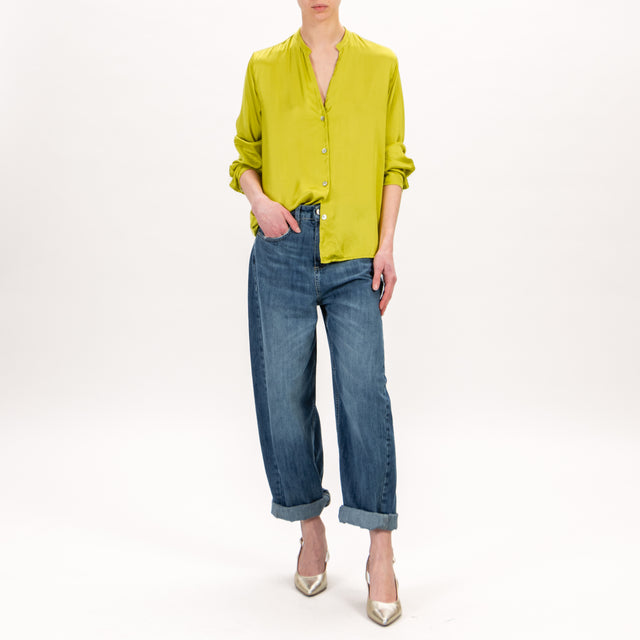 Zeroassoluto-Camicia LEA collo coreana in satin - olio