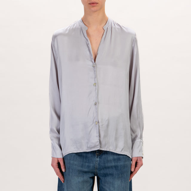 Zeroassoluto-Camicia LEA collo coreana in satin - perla