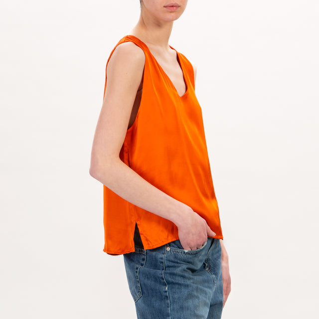 Zeroassoluto-Top LIA spacchi laterali in satin - orange