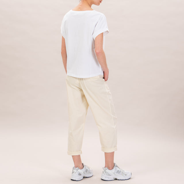 Zeroassoluto-Pantalone LORY baggy elasticizzato - burro