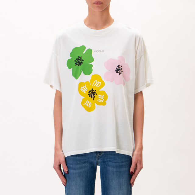 Vicolo-T-shirt flowers - latte