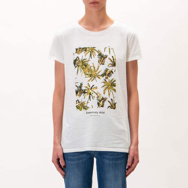 Vicolo-T-shirt palme - latte/militare/oro