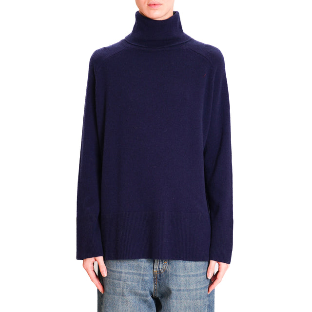 Souvenir-100% wool fitted collar wool sweater - blue