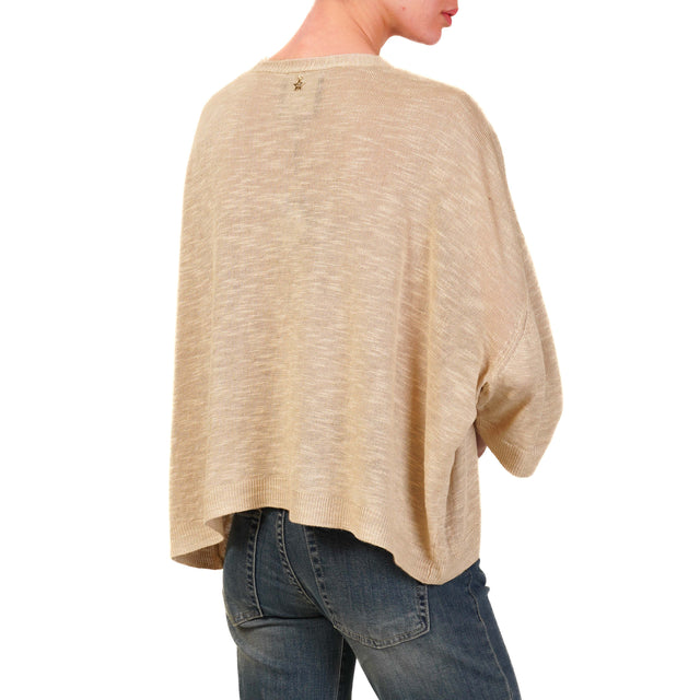 Souvenir-Maglia misto lino scollo a v - beige