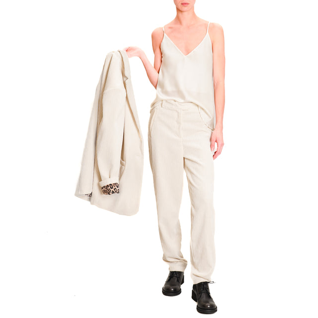 Souvenir-500-line velvet trousers - cream